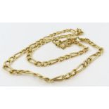 A lightly filed figaro link chain, marked '750',