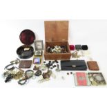 A collection of costume jewellery, coins and other