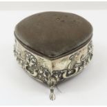 A large silver heart shaped trinket box, Chester,