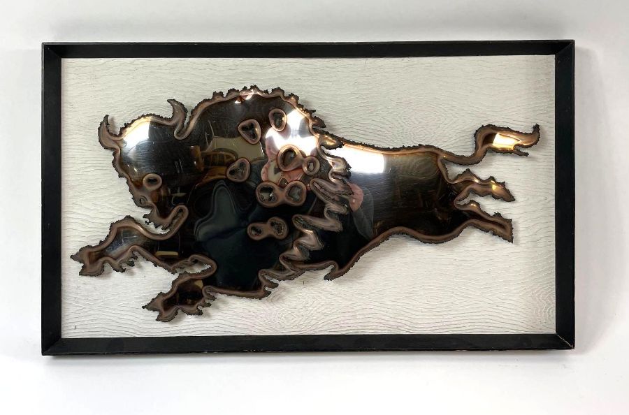 A mid century steel of a bison, 39.5cm x 68cm