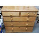 A Victorian pine chest of drawers, two short and t