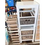 Pair of bedside tables with wicker drawers along w