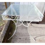 Decorative white painted metal garden table with g