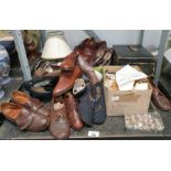 Collection of vintage & modern shoes, leather boun