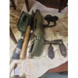 Military style collapsible tools, along with hand