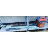 Collection of fishing rods, tackle box & other rel