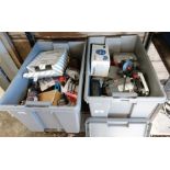 2 crates of electric & hand tools, garage equipmen