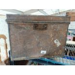 Large painted tin trunk