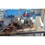 Fireside tools, galvanized bucket & watering can &