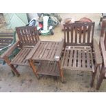 Hardwood garden seat and table combination