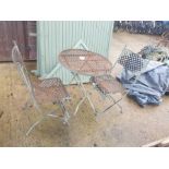Metal bistro table with 2 chairs