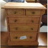 Apprentice/miniature pine chest of 2 short, 3 long drawers