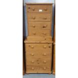 2 modern pine chest of drawers