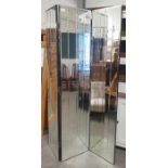 3 sectioned mirrored room divider