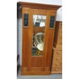 20th century beech wardrobe with mirrored front an