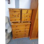 Pair of pine bedside drawers along with a pine che