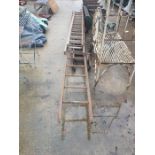 3 wooden extending double ladders