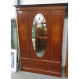 Edwardian inlaid wardrobe with mirrored front