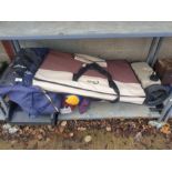 Camping equipment including water carrier, tent, c