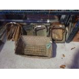 Collection of vintage wooden garden trugs along wi