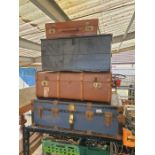 4 large vintage suitcases/trunks