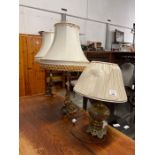 Oriental style brass desk lamp along with 2 decora