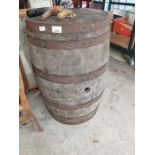 Oak and metal bound cider barrel