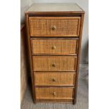 A 20th century rattan chest of drawers, 109cm high