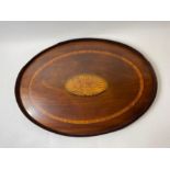 A 19th century inlaid oval mahogany tray, 70cm lon