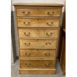 A Victorian pine chest of drawer, of six long draw