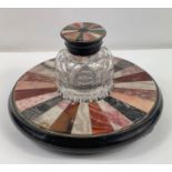 A 19th century specimen marble and stone inkwell