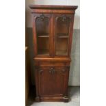 A 19th century semi glazed bookcase, with single d