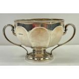 A silver two handled cup, on flared foot, Sheffiel