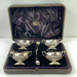 A set of four silver salts and spoons, Birmingham,