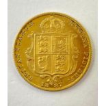 A Queen Victoria half sovereign, shield back, 1887