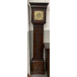 A 19th century oak cased longcase clock, with a br