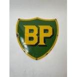 Enamel sign - B.P., 35cm high, 32cm wide