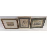 Seven assorted framed prints including two Japanes