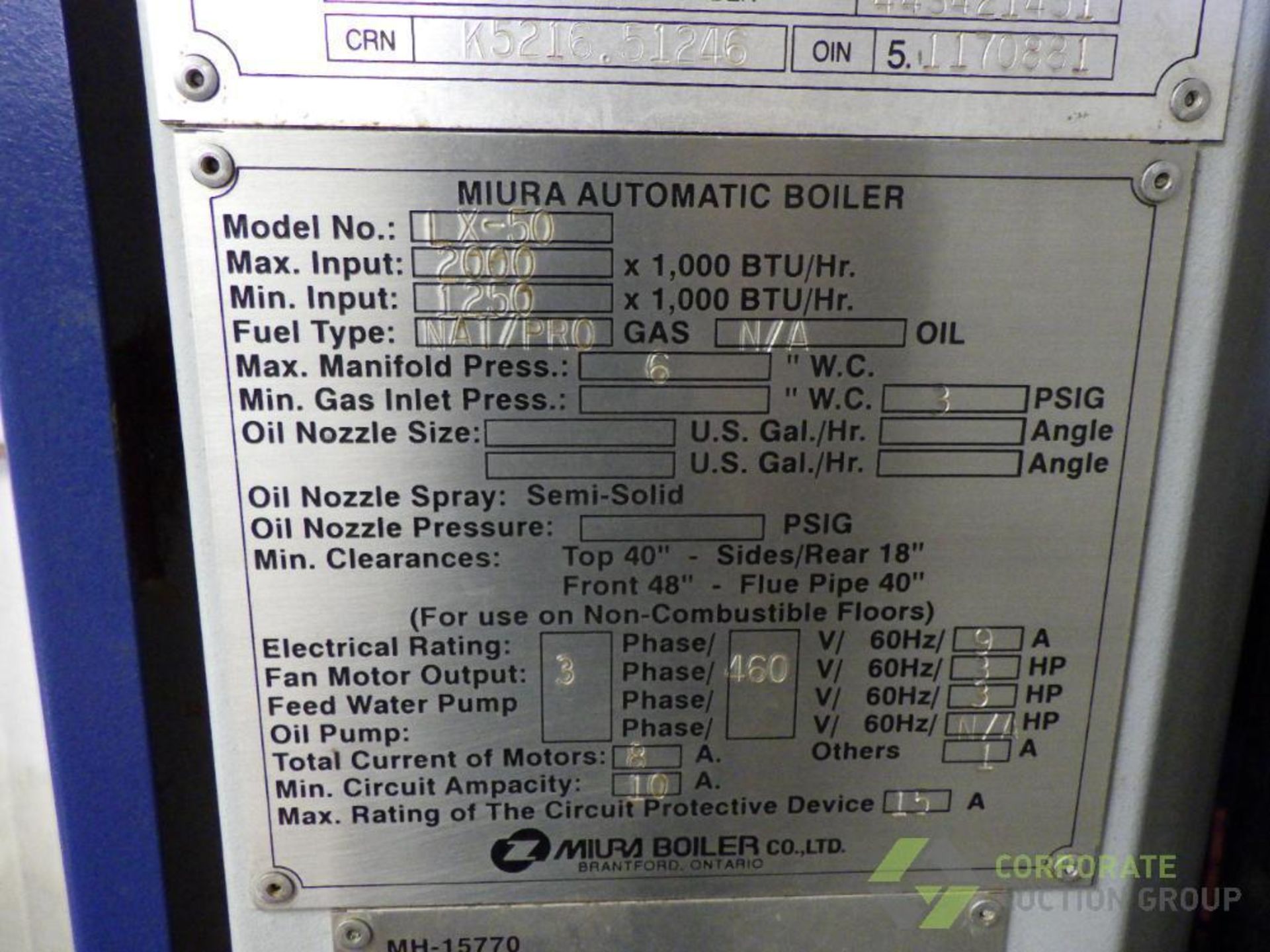 Miura automatic 50 hp boiler - Image 8 of 15