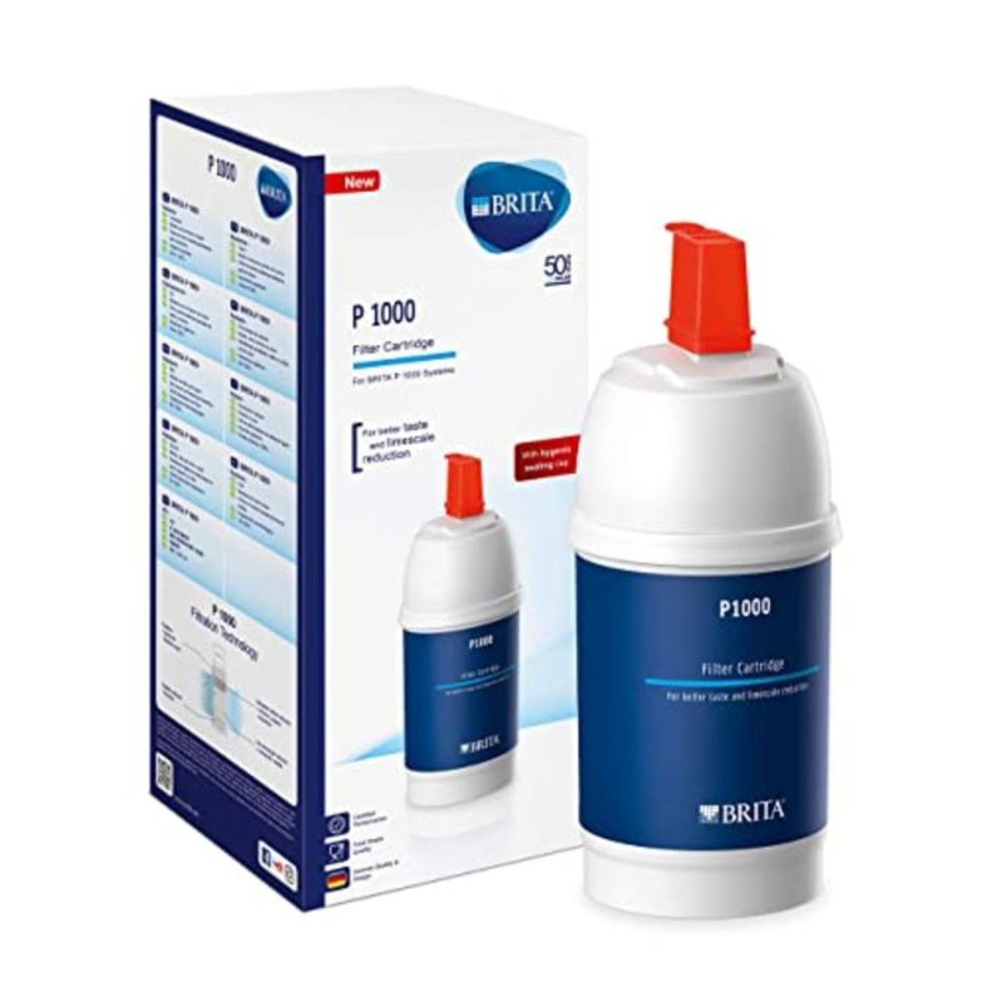 BRITA P1000 water filter cartridge, compatible with all BRITA filter taps for chlorine