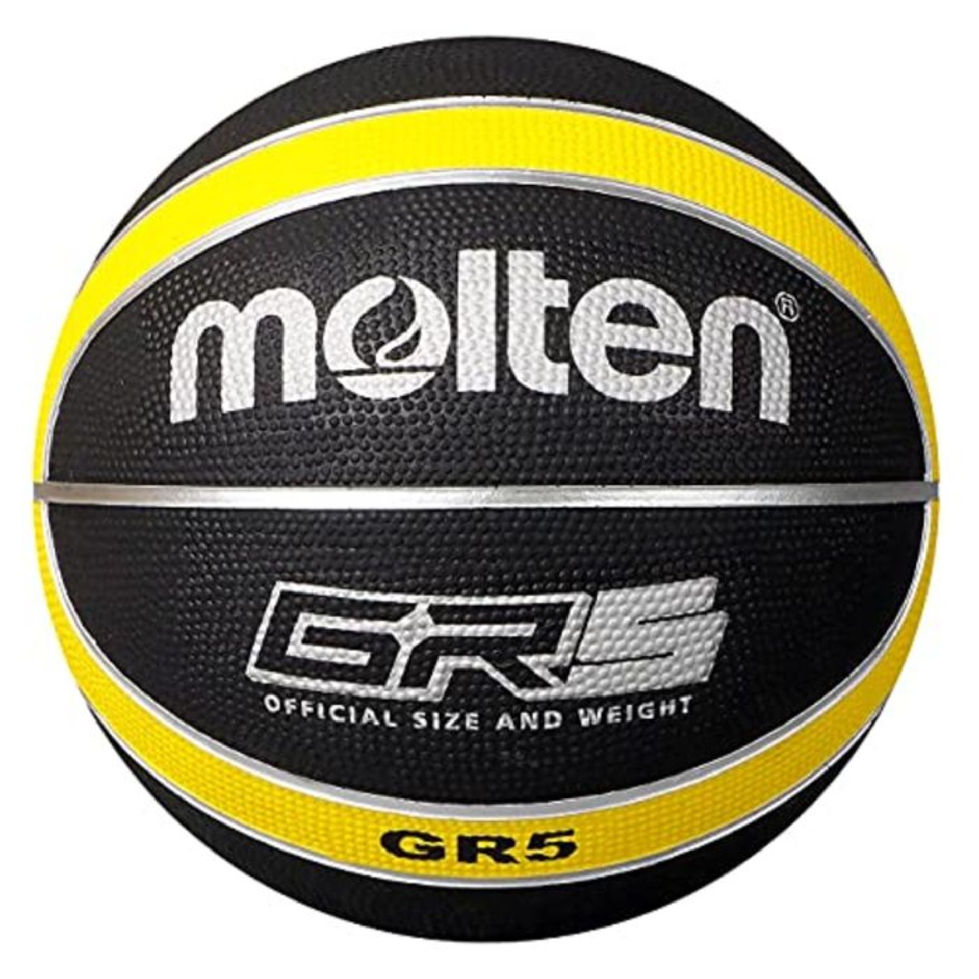 Molten GR Basketball, Indoor/Outdoor, Premium Rubber, Size 5, Impact Colour Black/Yell