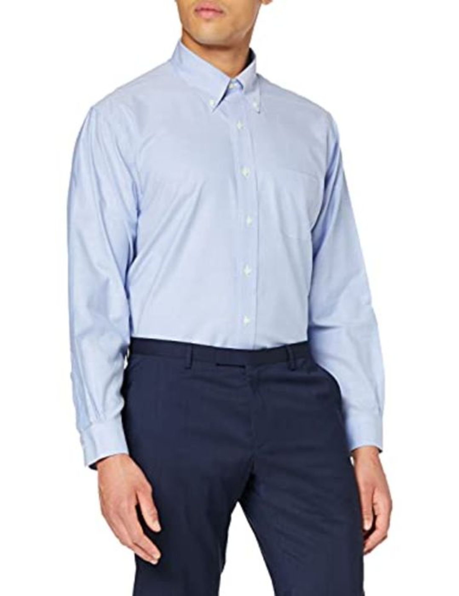 RRP £125.00 Brooks Brothers Men's Dress Oxford Non-Iron Botton Down Regent Shirt, Blue (Blue 48),