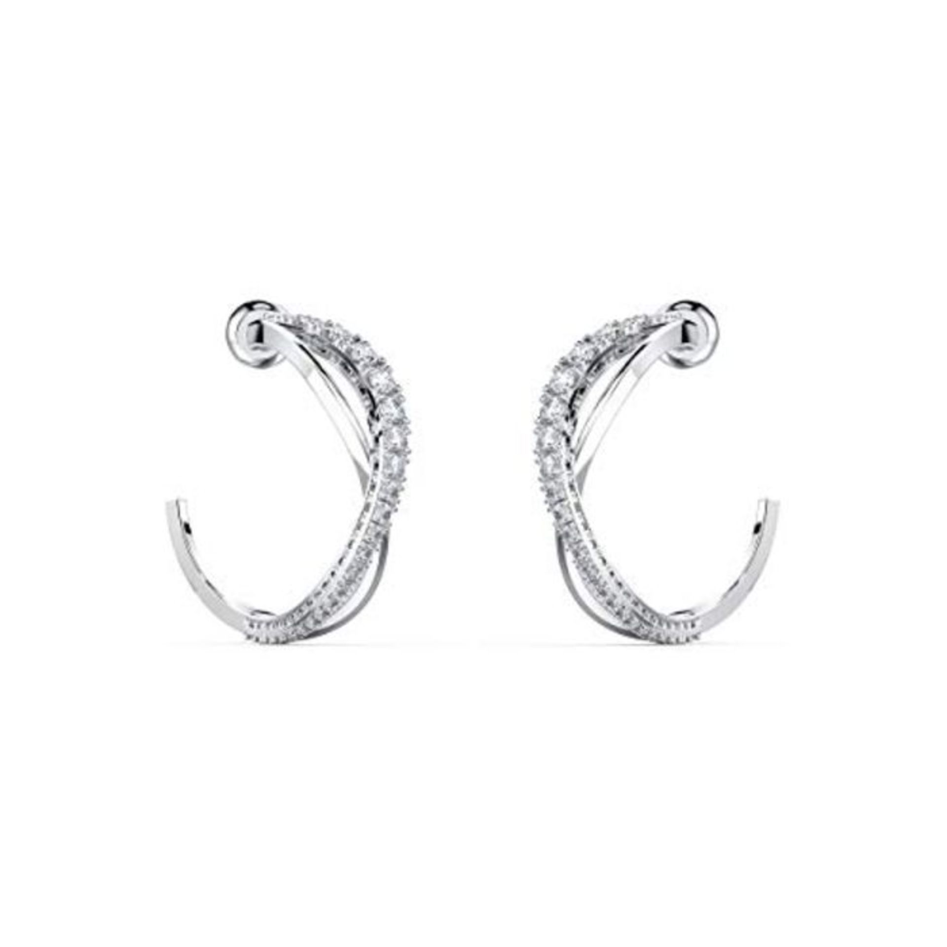 RRP £86.00 [CRACKED] Swarovski Women's Twist Hoop Pierced Earrings Set of Brilliant White Crystal