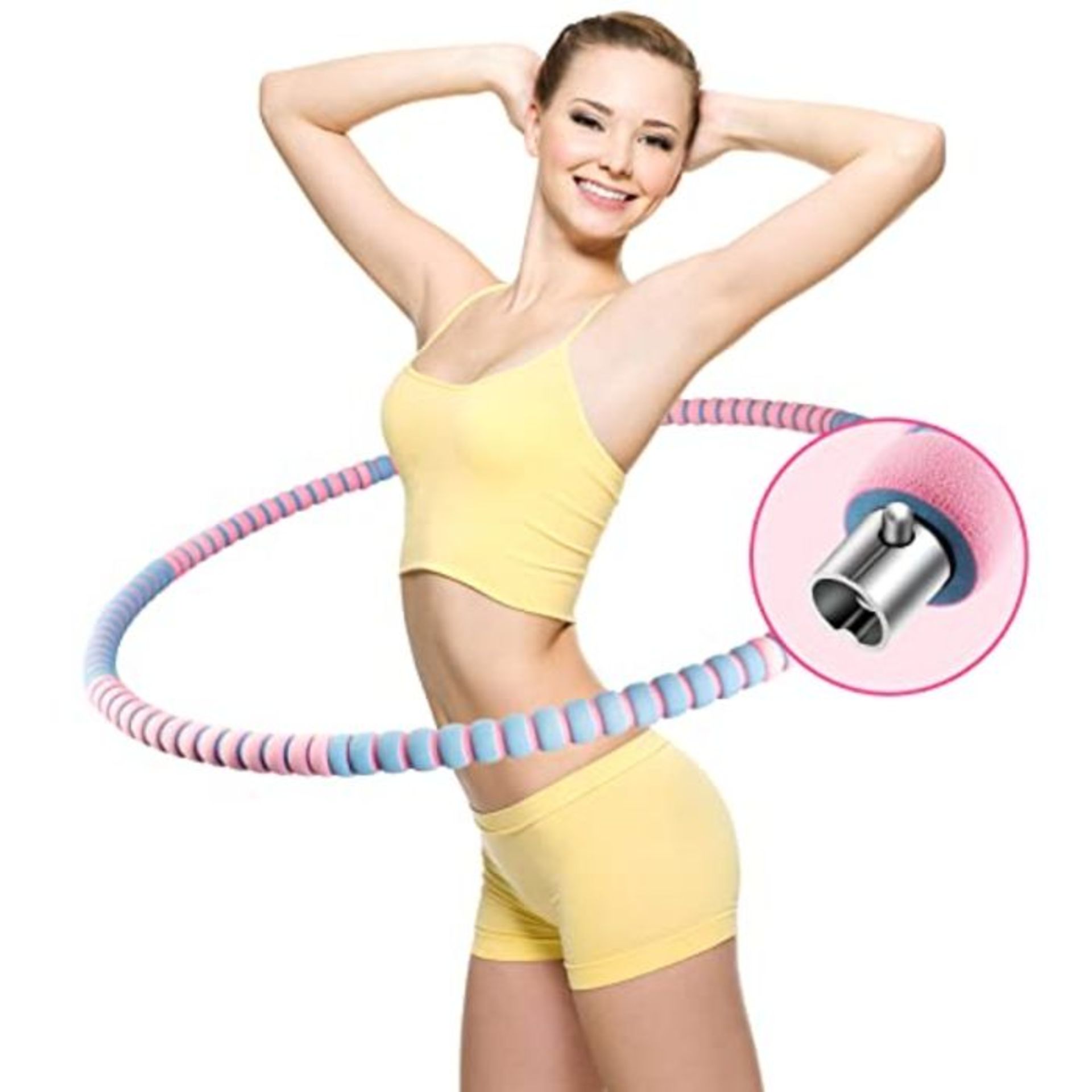 COFOF Hula Hoop Fitness Adult Removable Hoola Hoop with Sturdy Stainless Steel Core, P