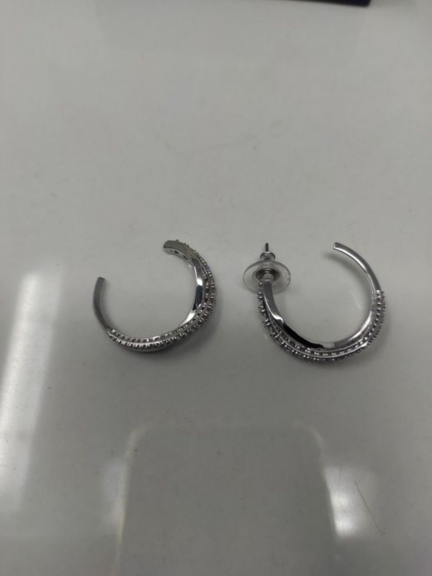RRP £86.00 [CRACKED] Swarovski Women's Twist Hoop Pierced Earrings Set of Brilliant White Crystal - Image 3 of 3