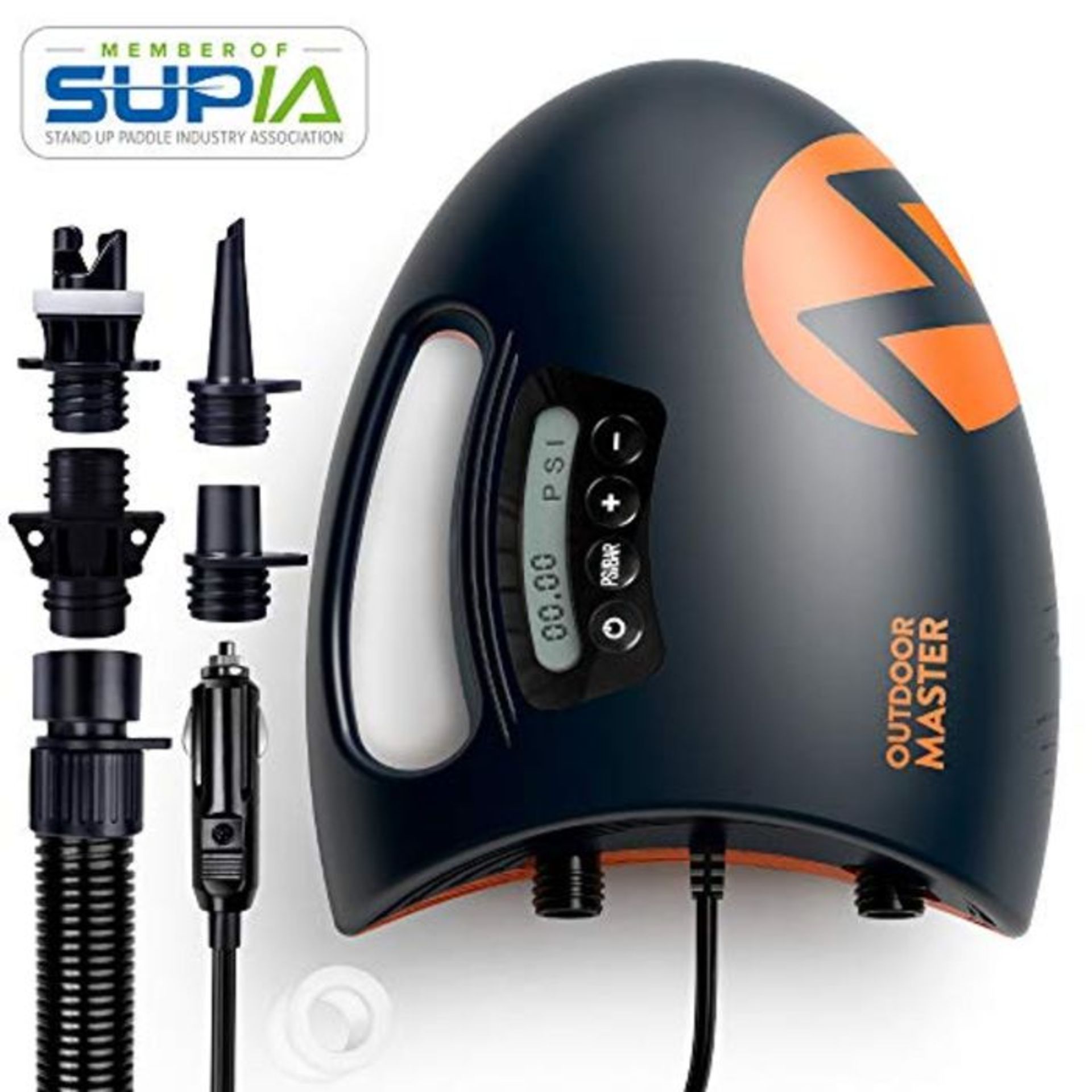 RRP £101.00 OutdoorMaster 20PSI High Pressure SUP Air Pump The Shark - Intelligent Dual Stage Infl