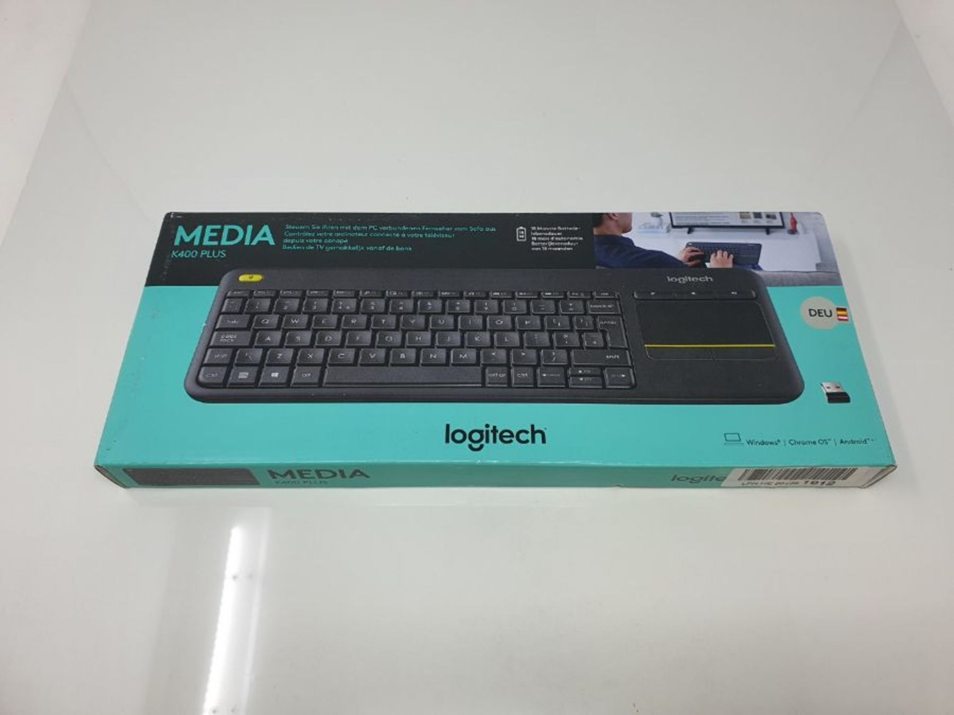 Logitech K400 Plus Wireless Livingroom Keyboard, QWERTZ German Layout - Black - Image 2 of 3