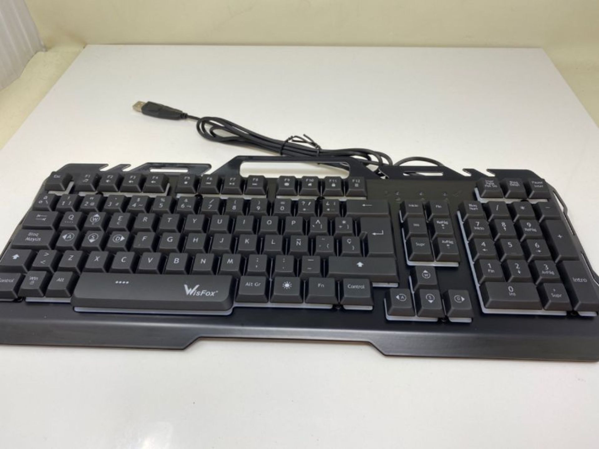 Gaming Keyboard, WisFox Colorful Rainbow LED Backlit USB Wired Keyboard, Ultra-Slim Qu - Image 2 of 2