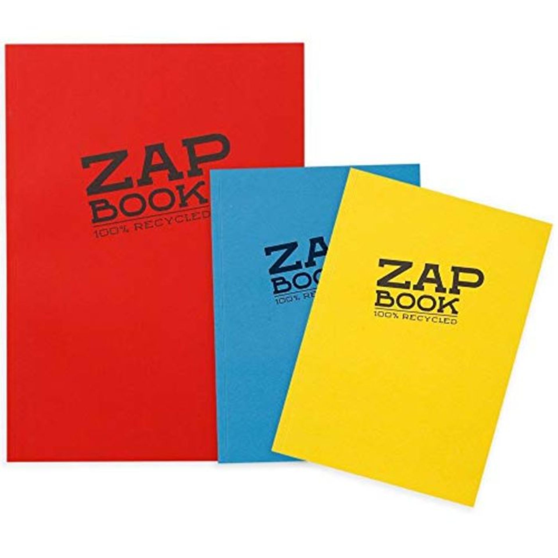 Clairefontaine Zap Book 3355AMZC Pack of 3 Glued Notebooks 160 Pages 100% Recycled Pla