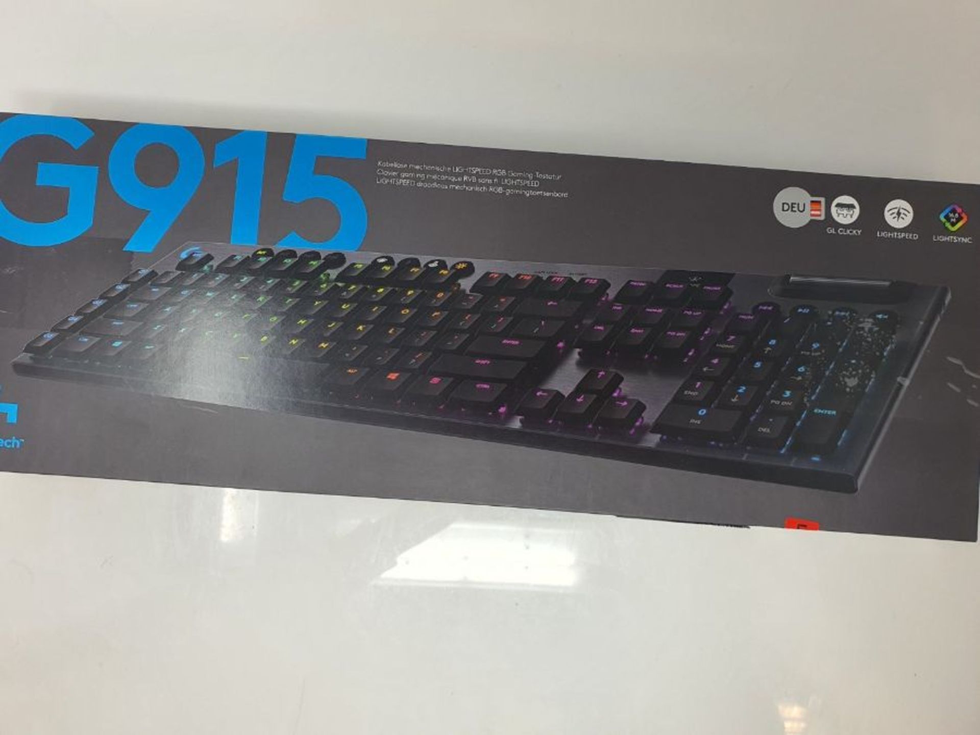 RRP £204.00 Logitech G915 LIGHTSPEED Wireless Mechanical Gaming Keyboard, Clicky GL Key Switch wit - Image 2 of 3
